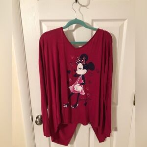 Fuchsia pink, Minnie Mouse, long sleeved,  butterfly, back shirt